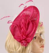  Head band sinamay  hatiinator w feathers hot pink STYLE: HS/3028 /HPNK